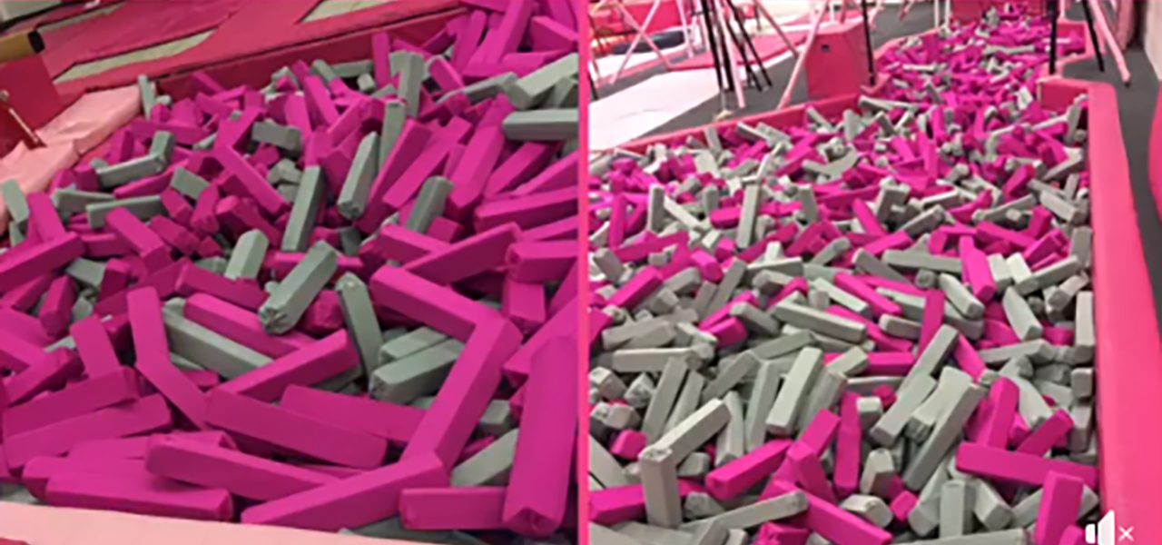 Pink and grey foam pit blocks