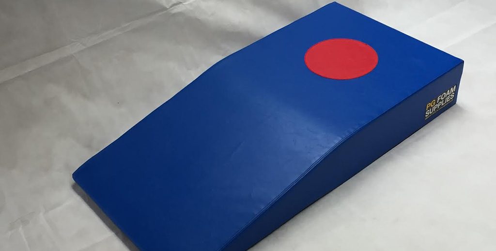 Blue foam springboard viewed from above